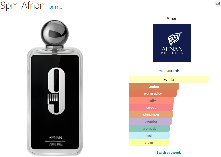 Afnan 9 Pm for Men Eau de Parfum Spray, 3.4 Ounce